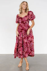Samara Midi Dress | Rust + Pink